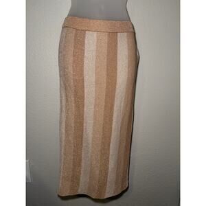 Forever 21 Sparkle Stripe Midi Skirt - Mauve Pink Tones - Size S